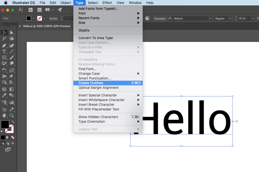Font chữ cần outline hoặc nhúng font